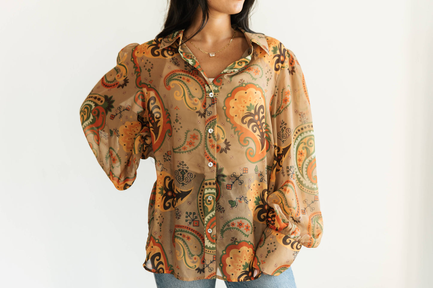 BROWN PAISLEY BLOUSE