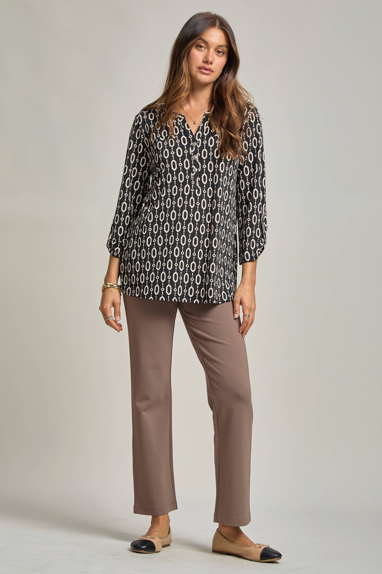 Multi Color Lizzy Faux Pocket Top