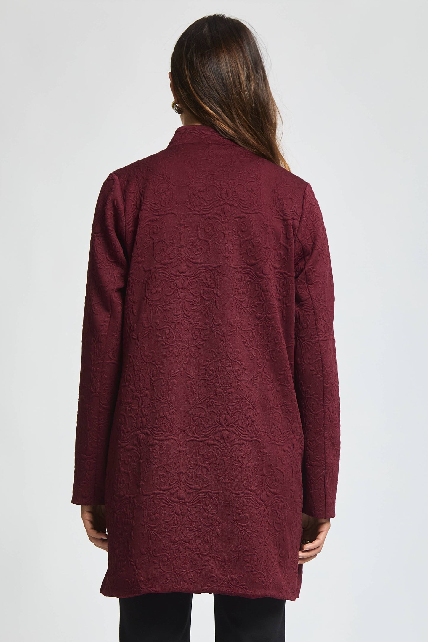 Elegant Jacquard Midi Coat