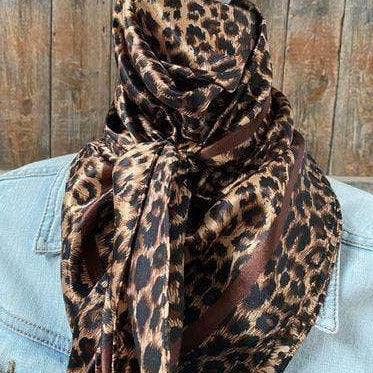 Rodeo Drive - 35X35" Brown Leopard Wild Rag/Scarf WR169