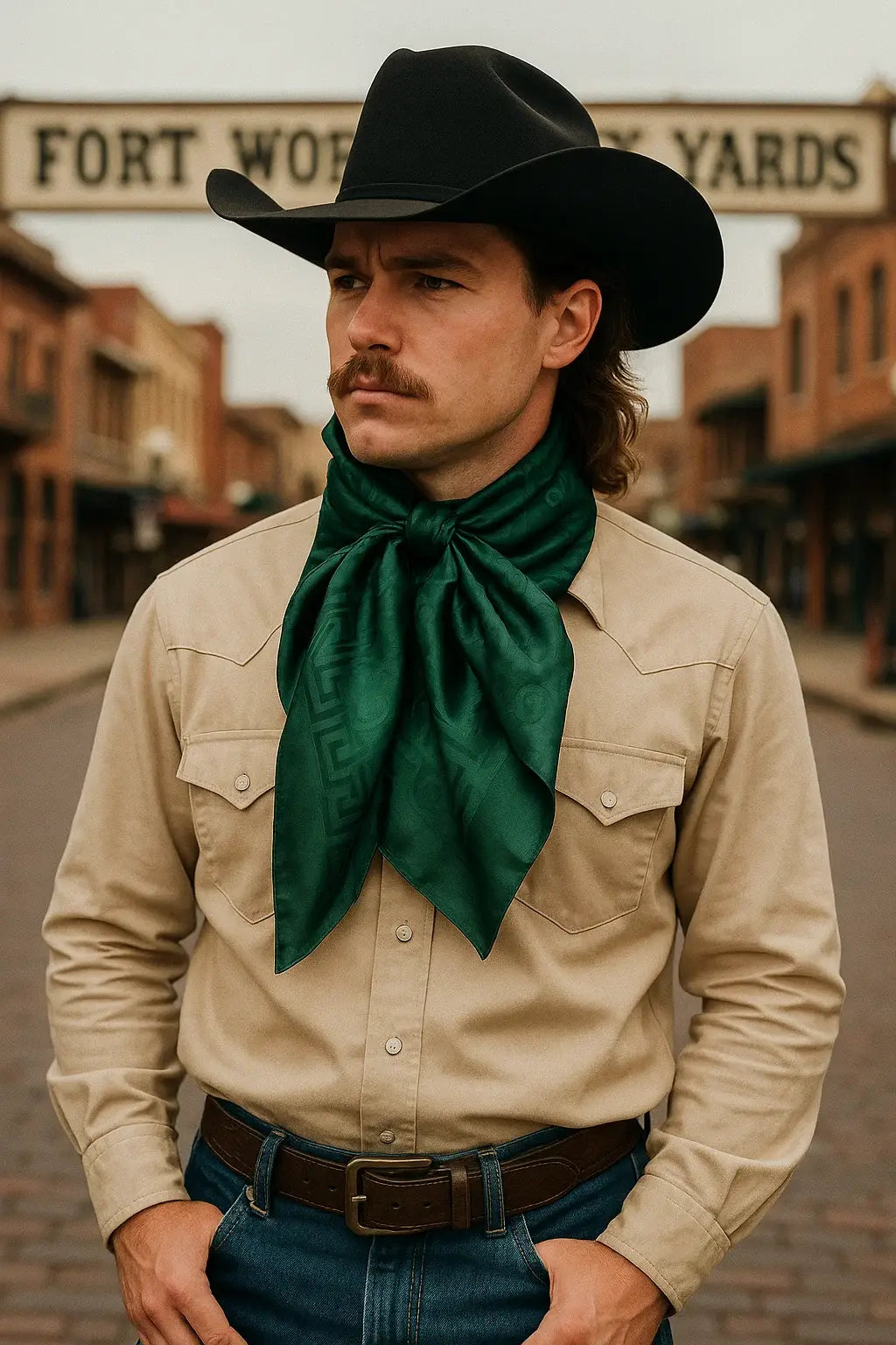 Rodeo Drive - 42X42" Emerald Jacquard XL Wild Rag / Scarf WR3722