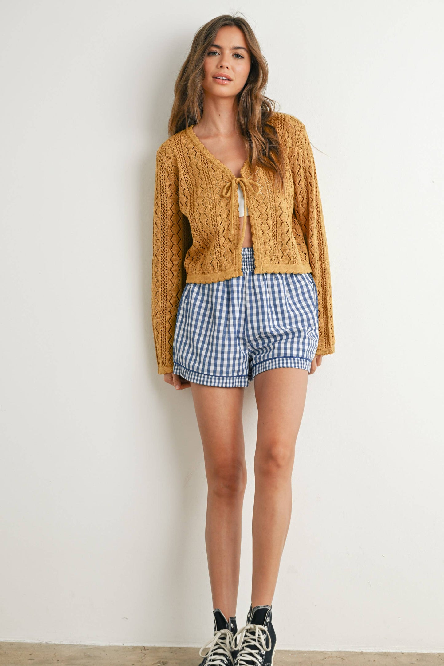 Garterized Gingham Shorts
