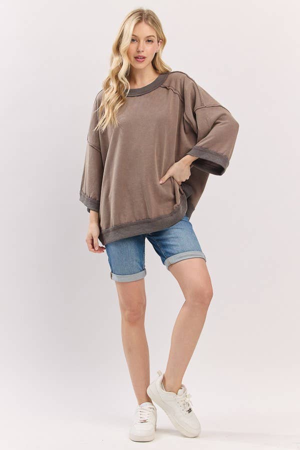 Mineral-Washed Oversized French Terry Top