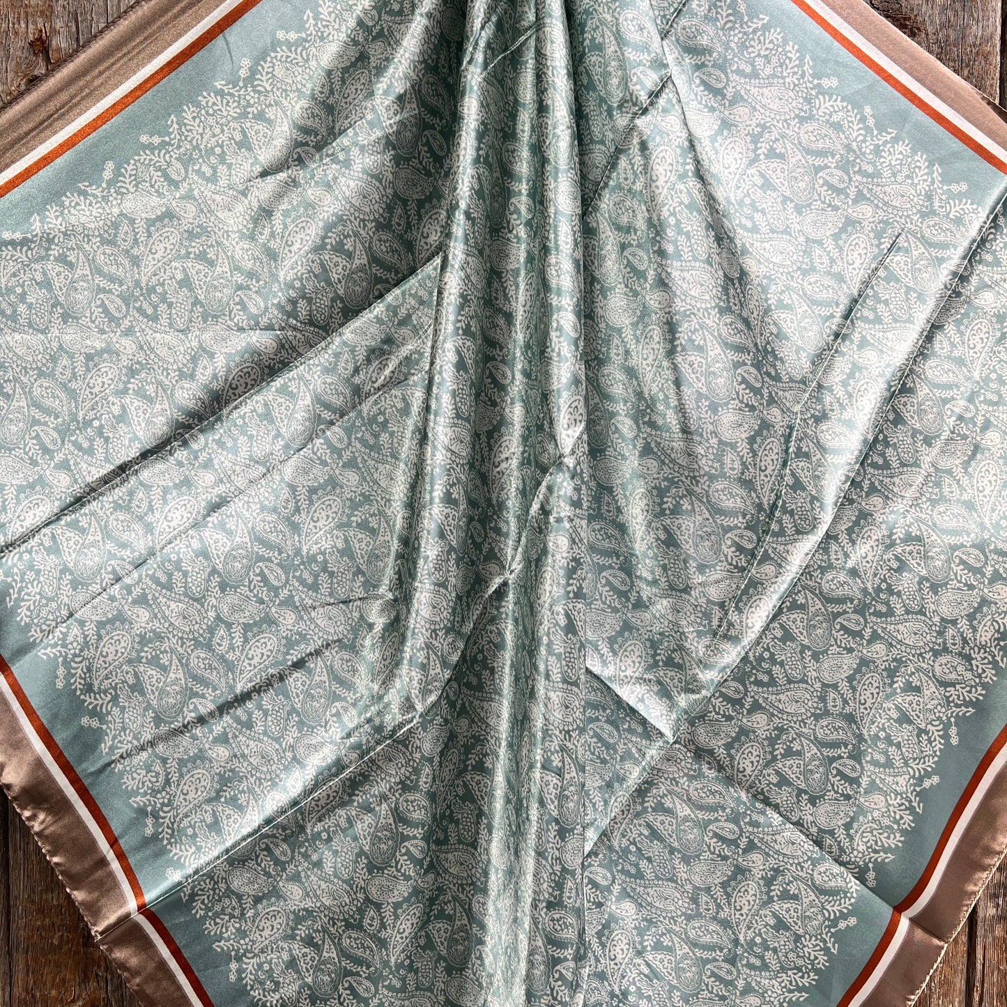Rodeo Drive - 35X35" Seafoam & Cream Paisley Wild Rag/Scarf WR3410