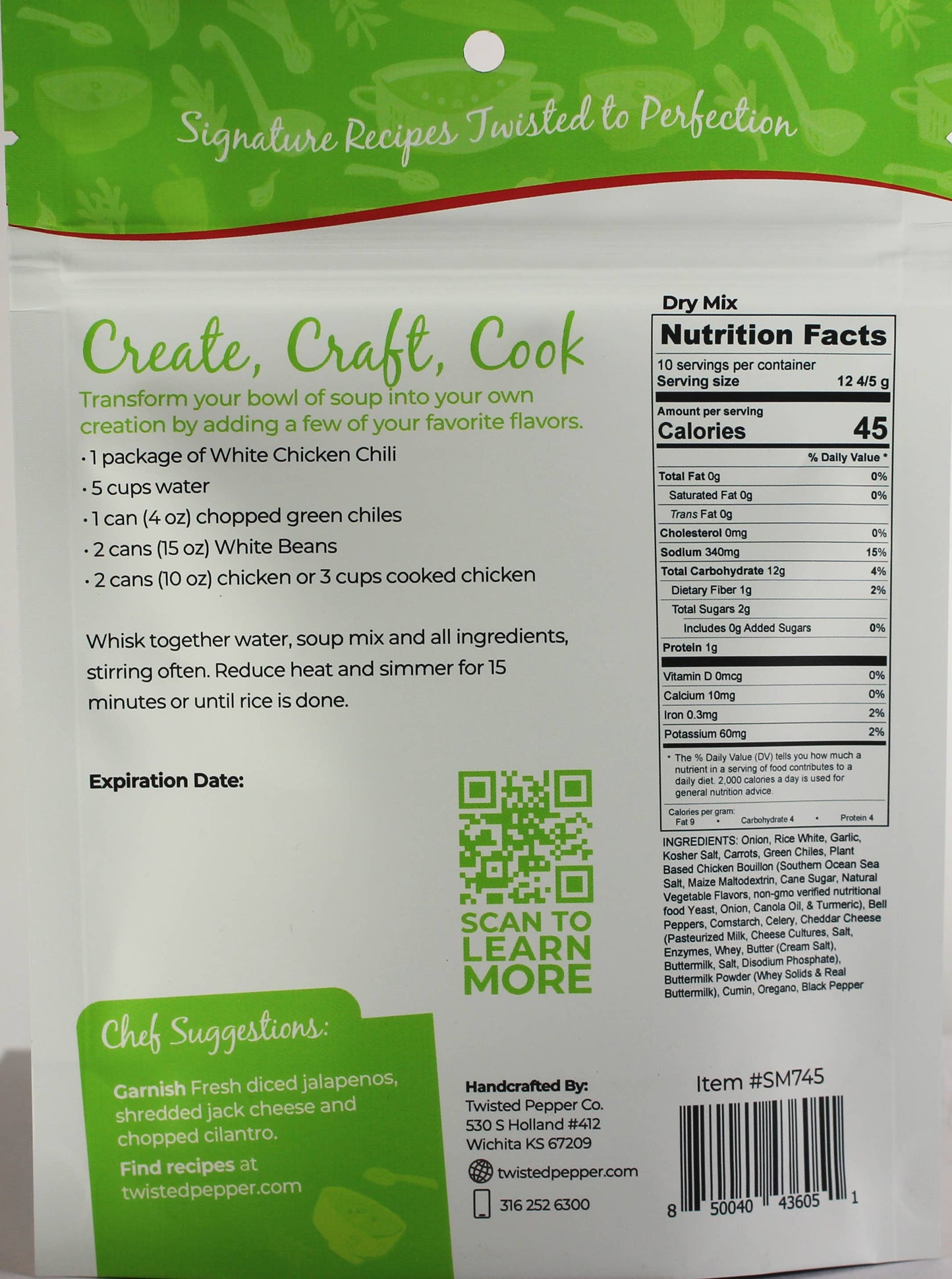 Twisted Pepper Co - White Chicken Chili Soup Mix