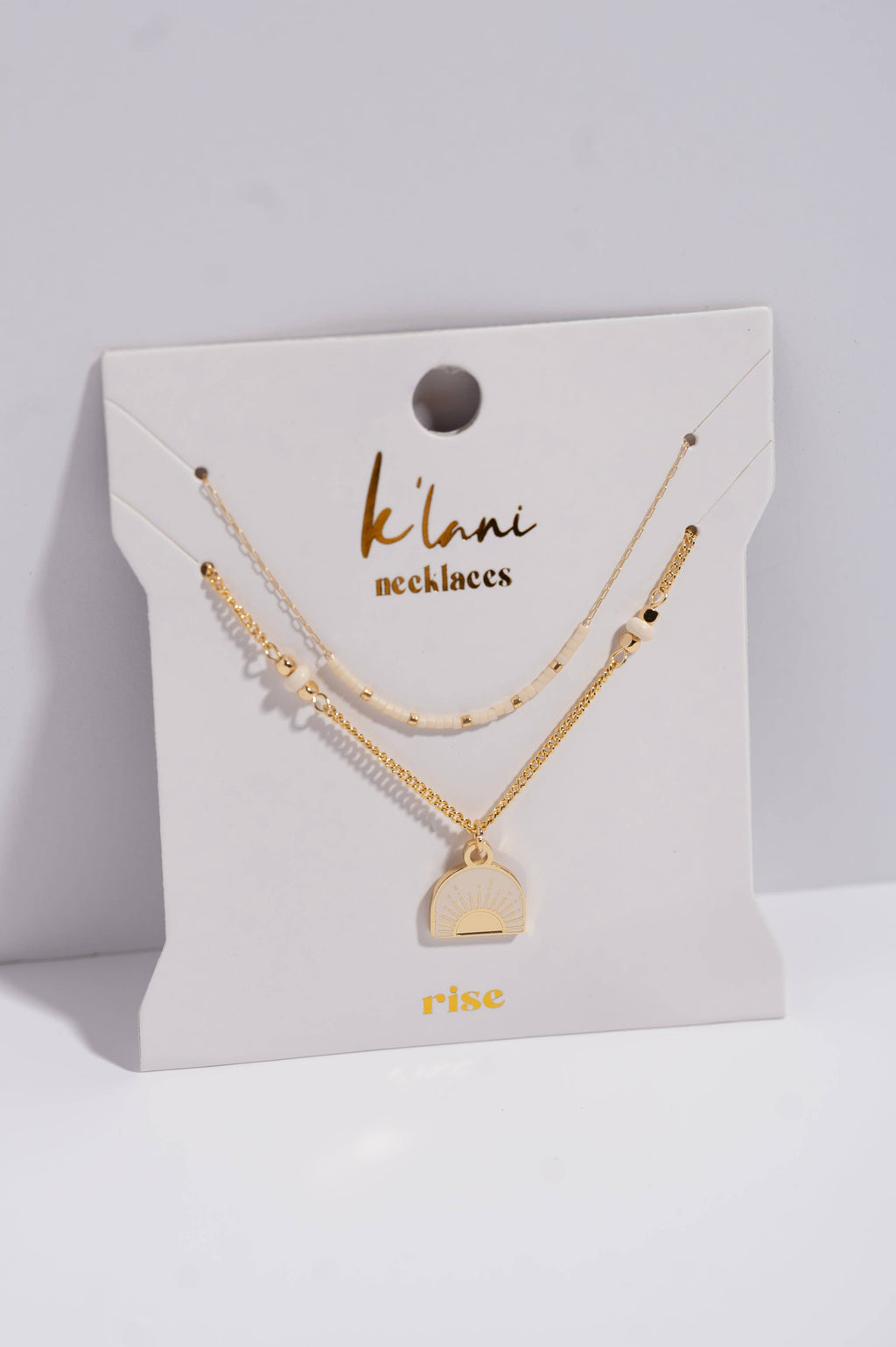 K'lani hair tie bracelets - "Rise" Gold and Cream Sunrise Necklace Set
