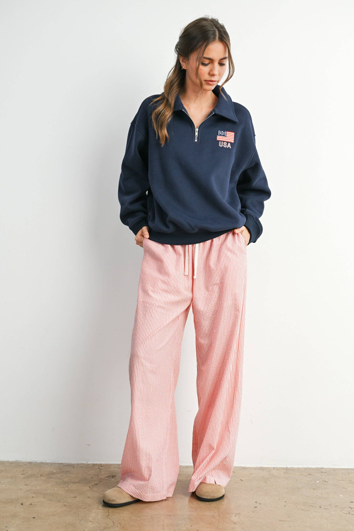 Loose Collared Quarter-Zip