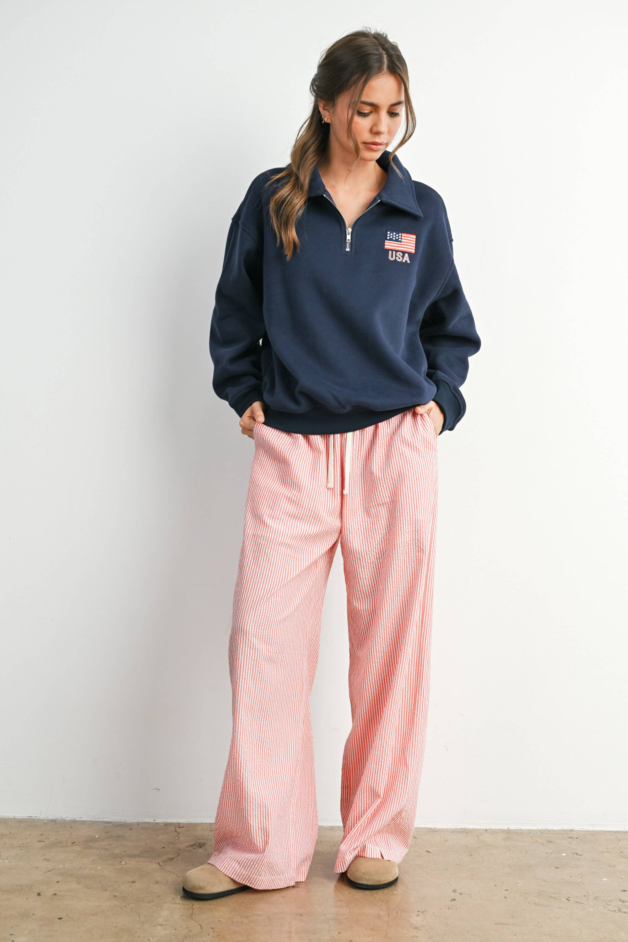 Loose Collared Quarter-Zip