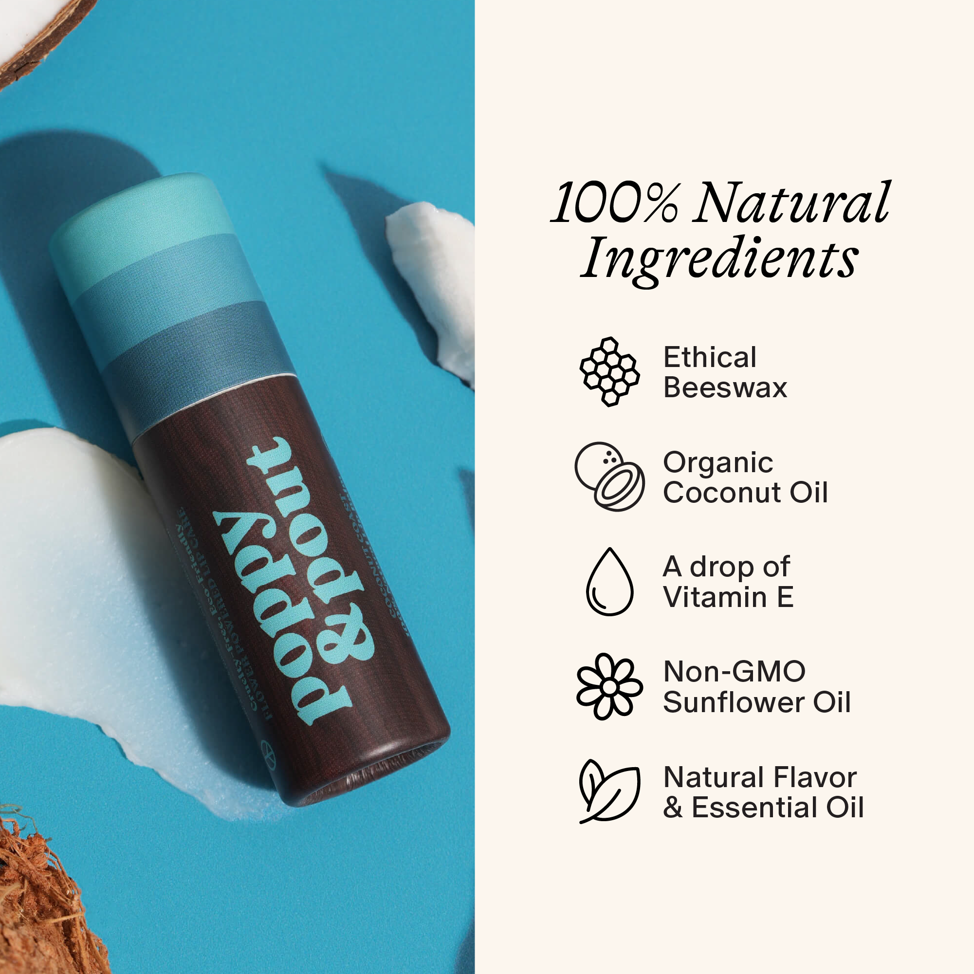 Poppy & Pout - Lip Balm, Retro Surf, Coconut Coast
