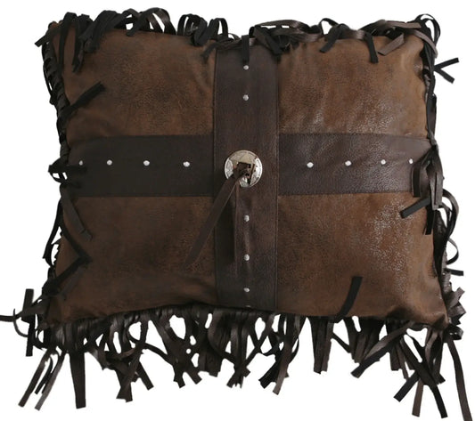 Concho Cross Faux Leather Pillow