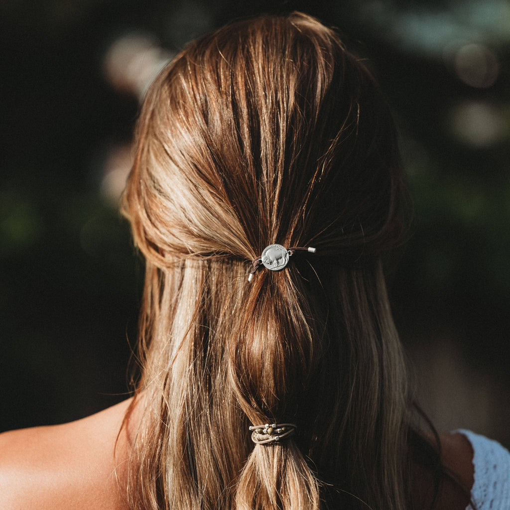 K'lani hair tie bracelets - "Roam" Buffalo Charm Hair Tie Bracelets