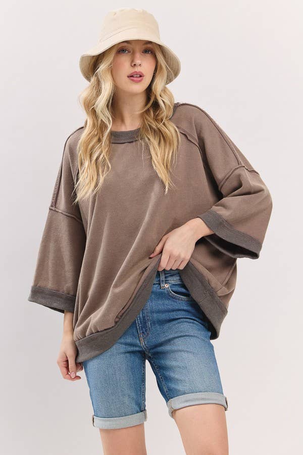 Mineral-Washed Oversized French Terry Top