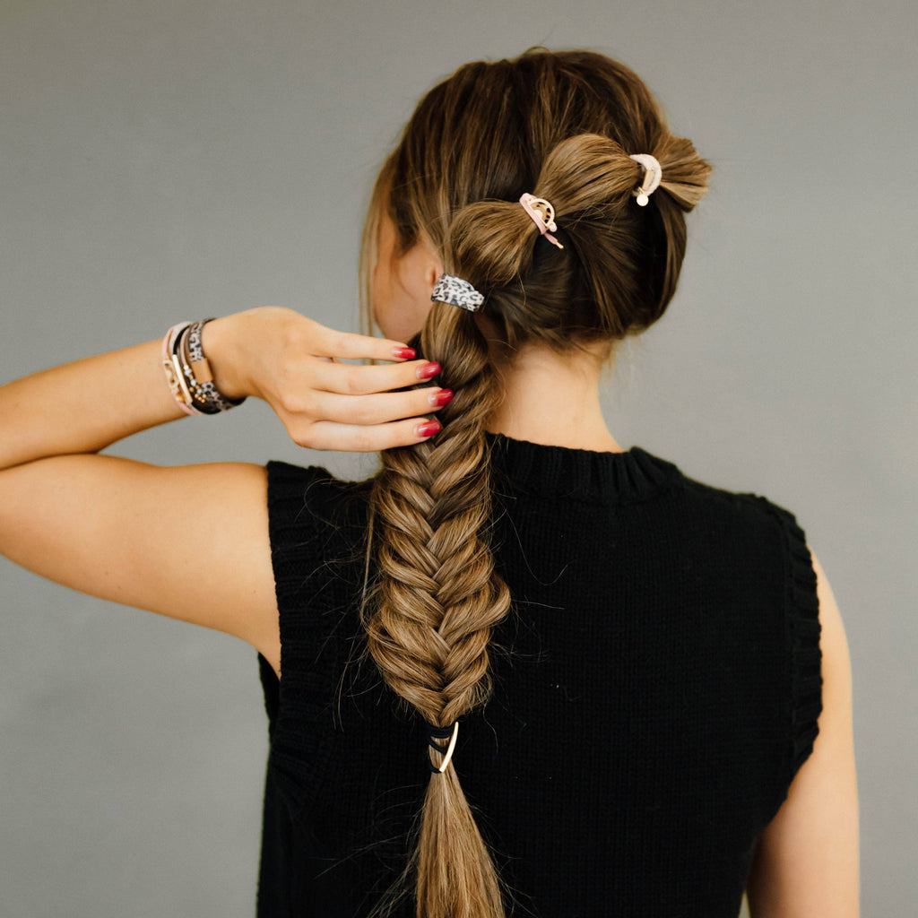 K'lani hair tie bracelets - "Wild" Animal Print with Pink Accent Hair Tie Bracelets