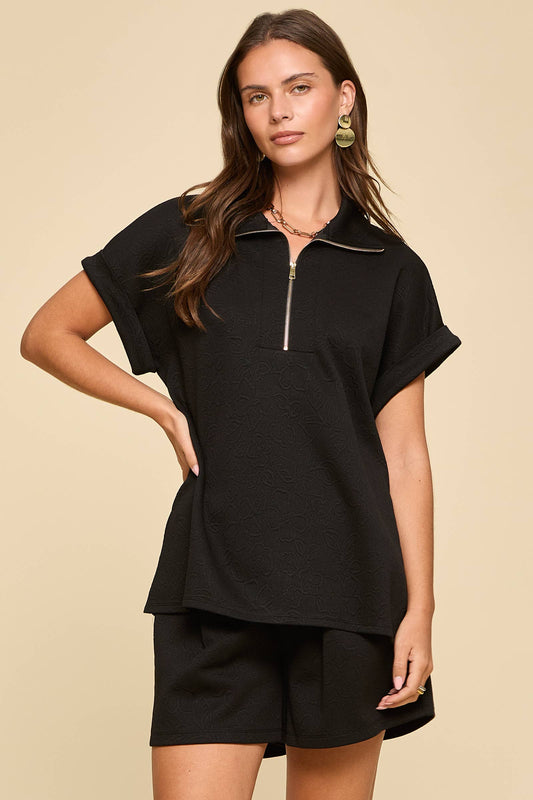 2-Piece Dolman Sleeve Top + Pleated Shorts Set