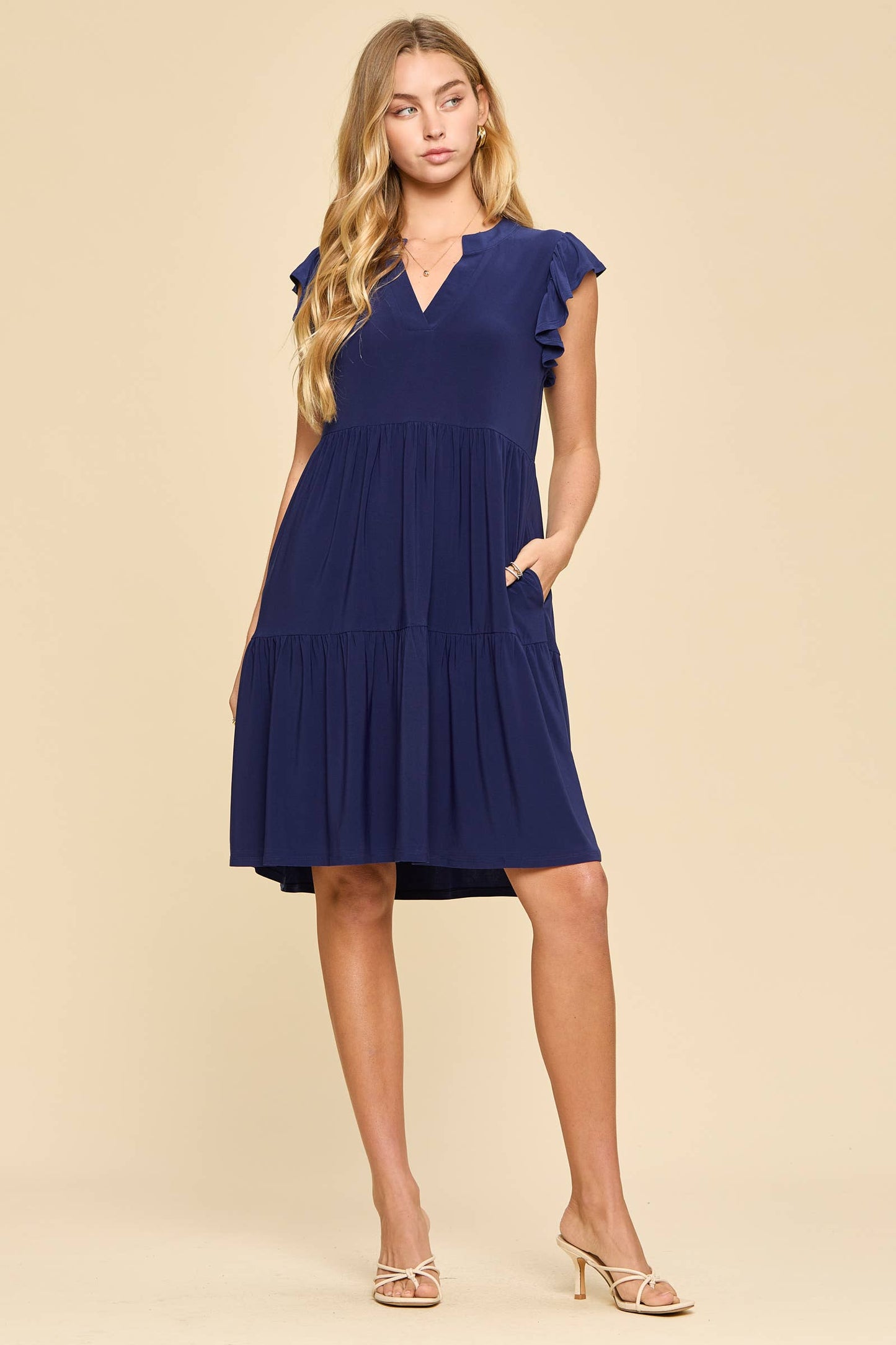 Flutter Sleeve Tiered Forever Dress