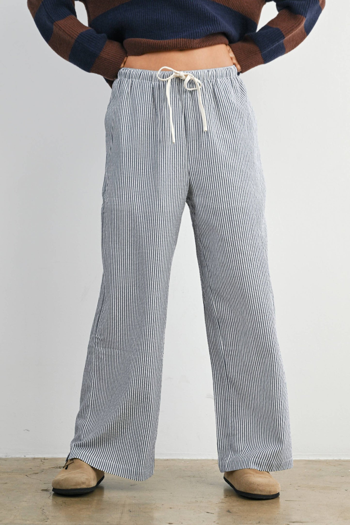 Drawstring Waist Striped Pants