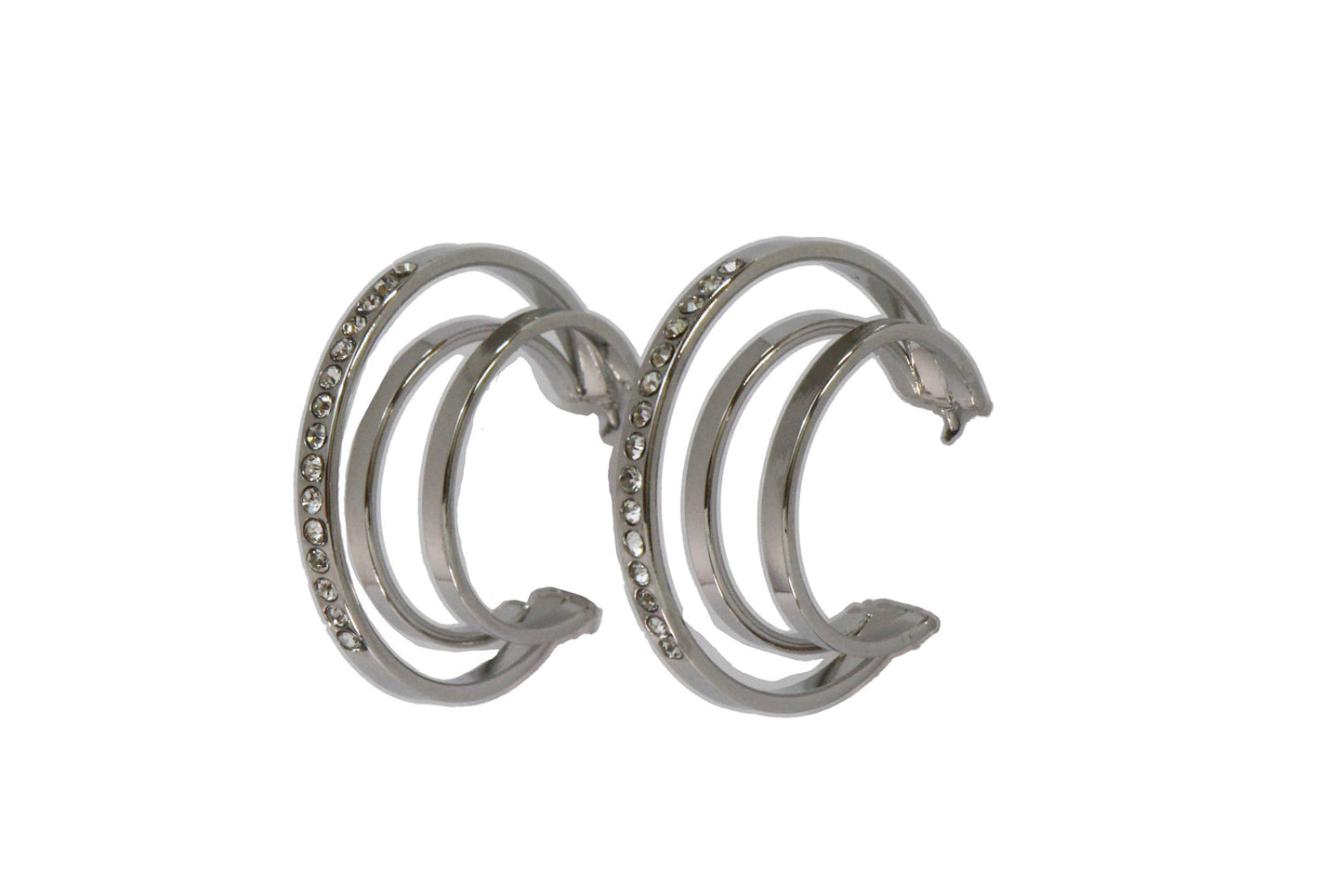 West & Co. - 1" Silver and Rhinestone Multi Hoop Earring