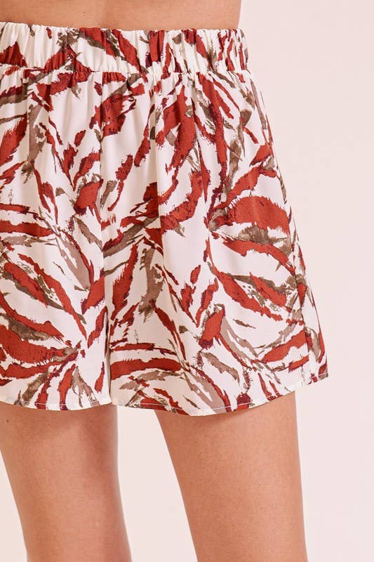 Earthy Print Elastic Waist Shorts 2 Colors Available