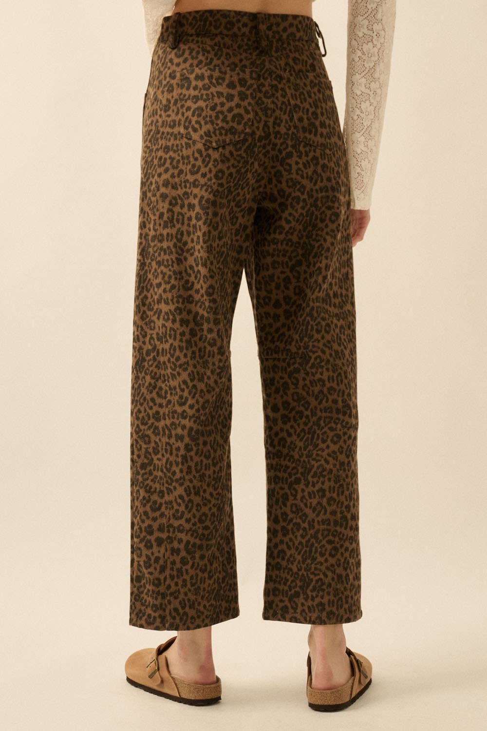 Leopard-Print Twill Pocket Pants