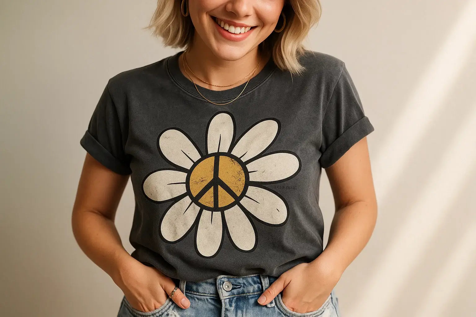 Peace Sign Daisy Graphic Tee