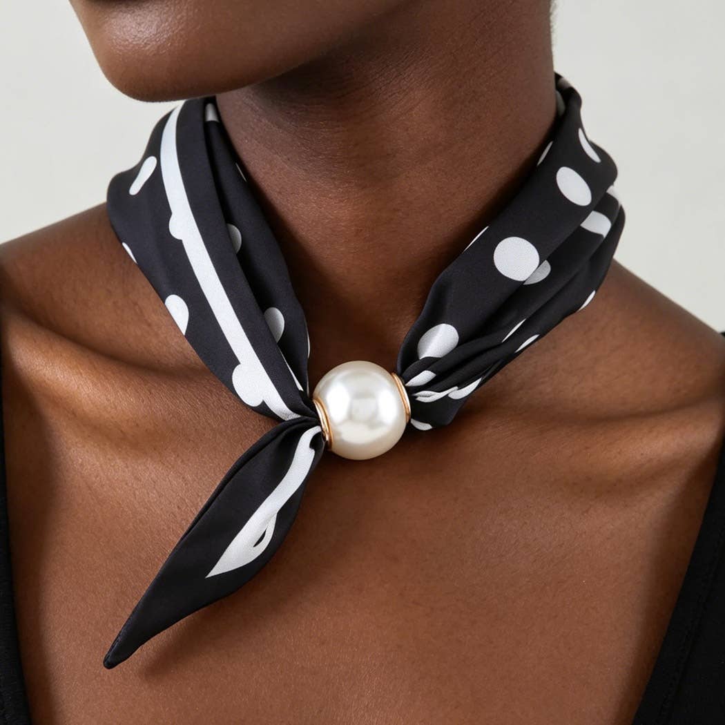 3AM BY H&D ACCESSORIES - Polka Dot Beaded Scarf Wrap Necklace