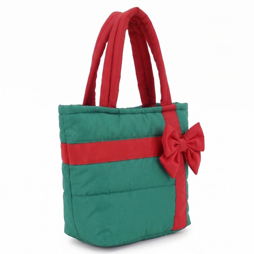 3AM BY H&D ACCESSORIES - Bow Detail Gift Box Quilted Puffer Tote
