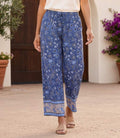 Drawstring Border Print Cropped Pants