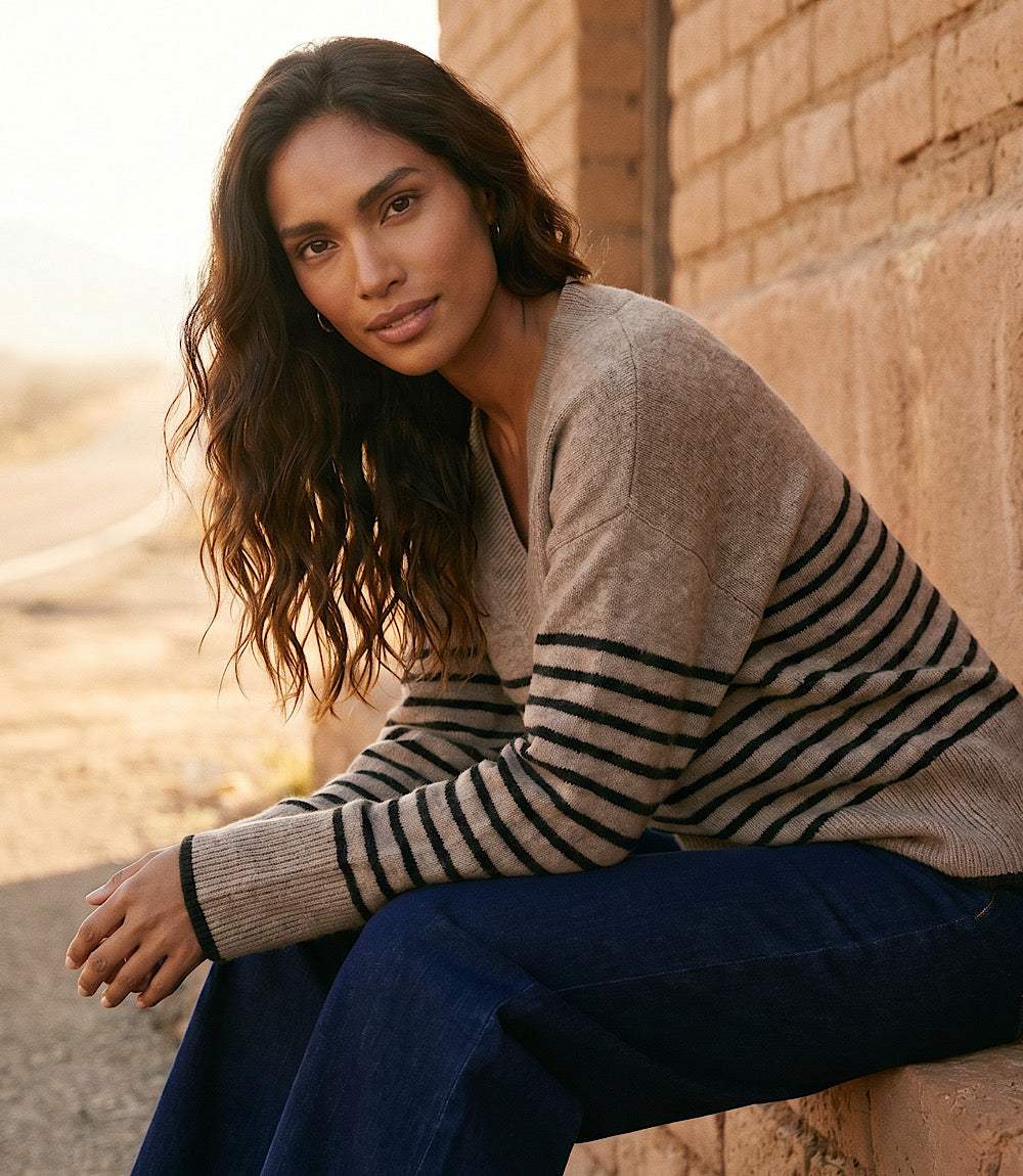 Stripe V-Neck Sweater