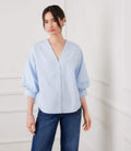 Lantern Sleeve Pearl Button Top