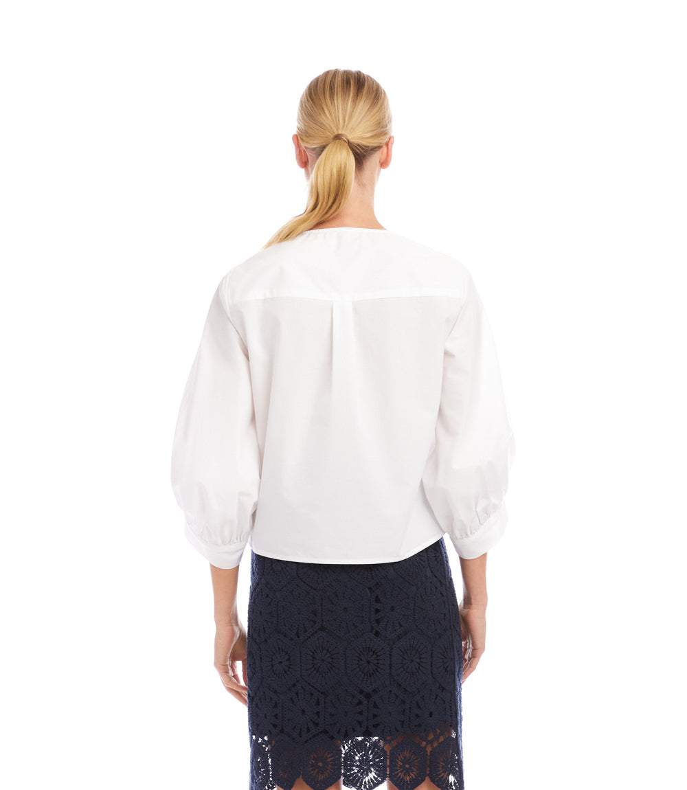 Blouson Sleeve Tie-Front Top