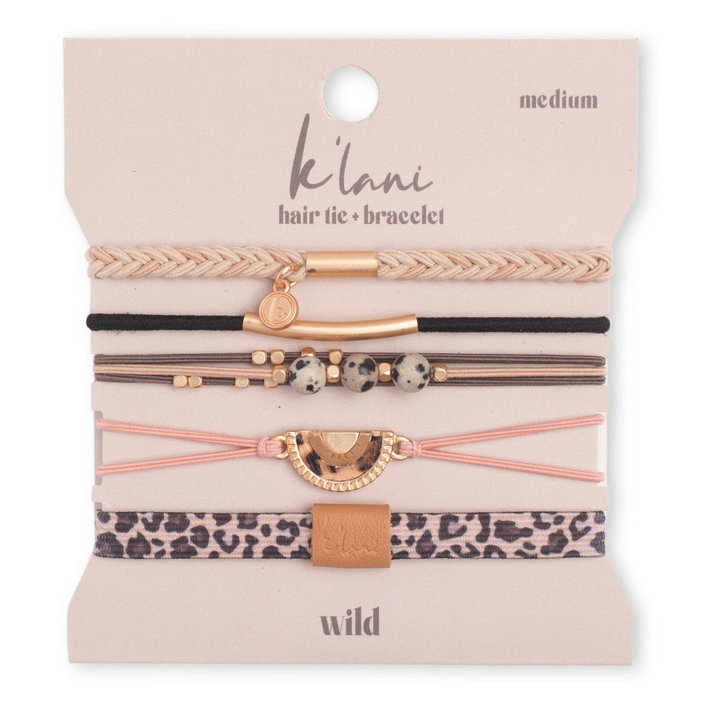 K'lani hair tie bracelets - "Wild" Animal Print with Pink Accent Hair Tie Bracelets