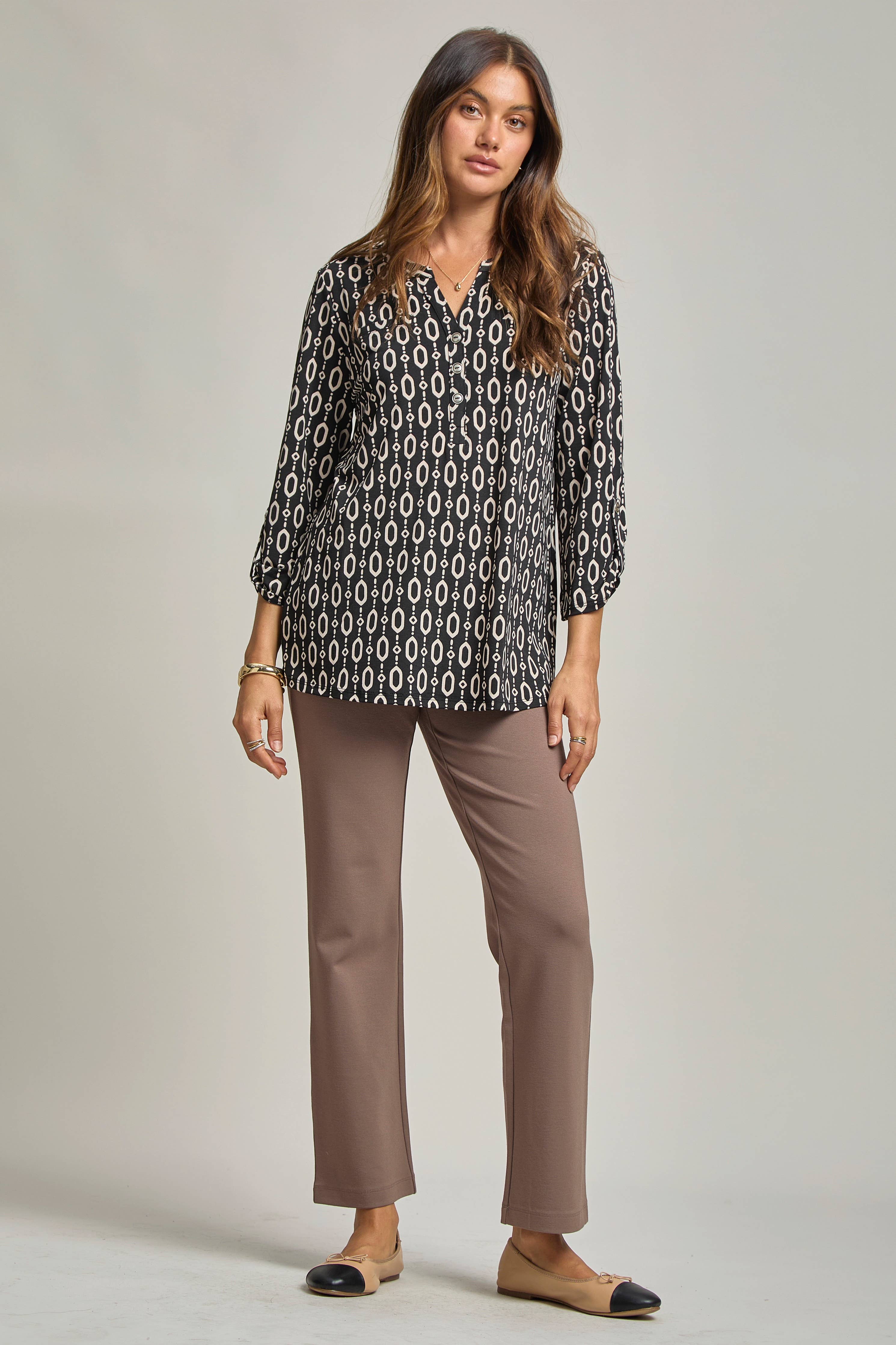 Multi Color Lizzy Faux Pocket Top