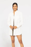 Mono B - Classic Oversized Button-Up Shirt: White