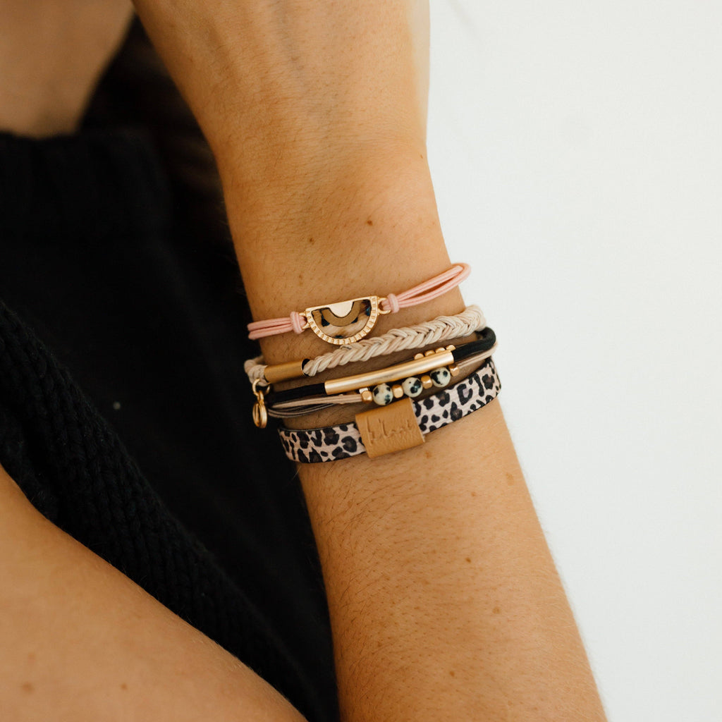 K'lani hair tie bracelets - "Wild" Animal Print with Pink Accent Hair Tie Bracelets