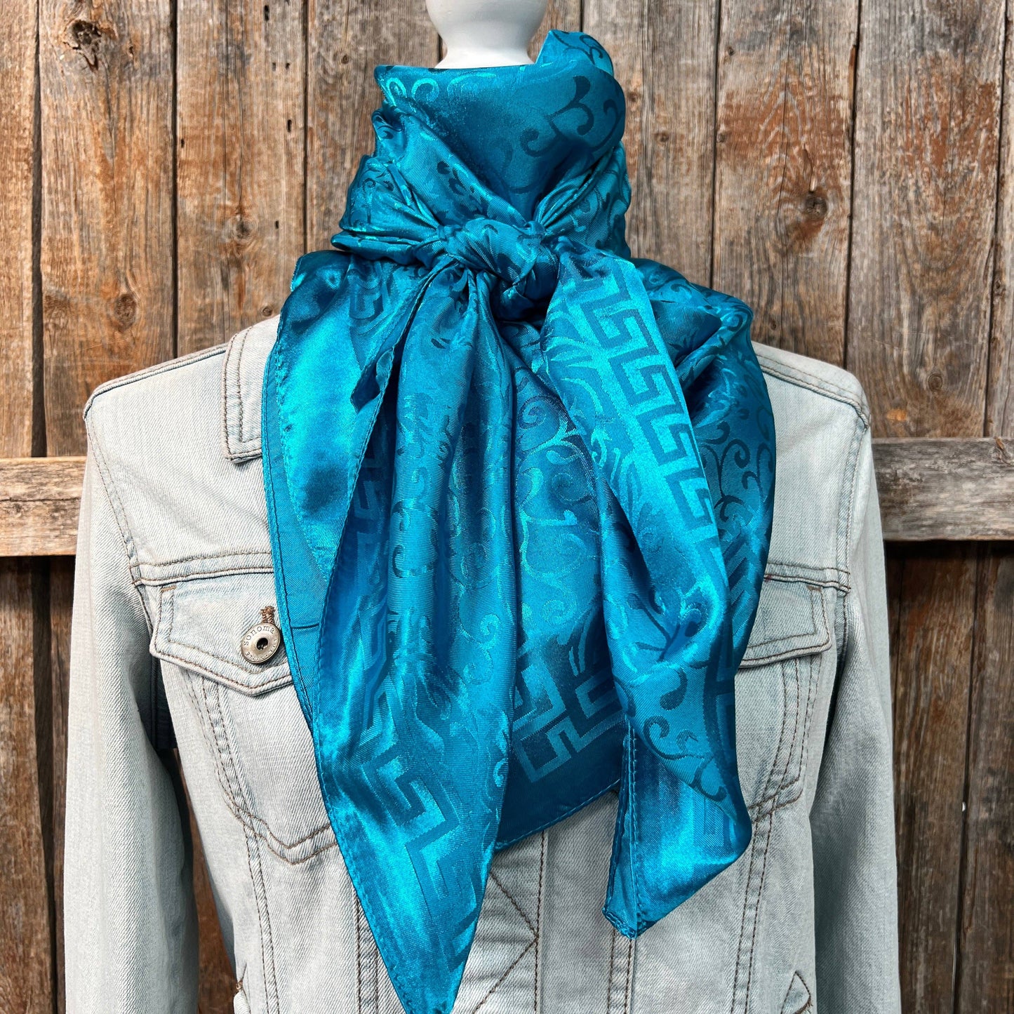 Rodeo Drive - 42X42"  Teal Jacquard XL Wild Rag / Scarf WR4200