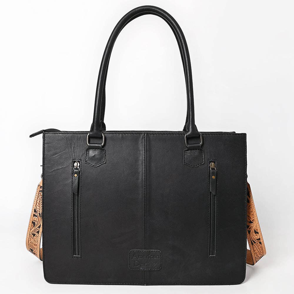 Cowhide & Hand-Tooled Leather Tote | Fringe Shoulder Bag