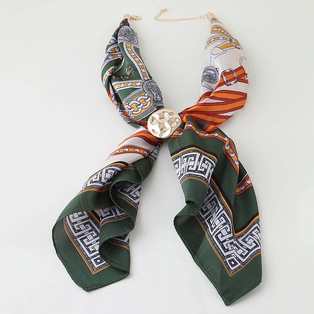 3AM BY H&D ACCESSORIES - Hammered Fabric Scarf Wrap Necklace