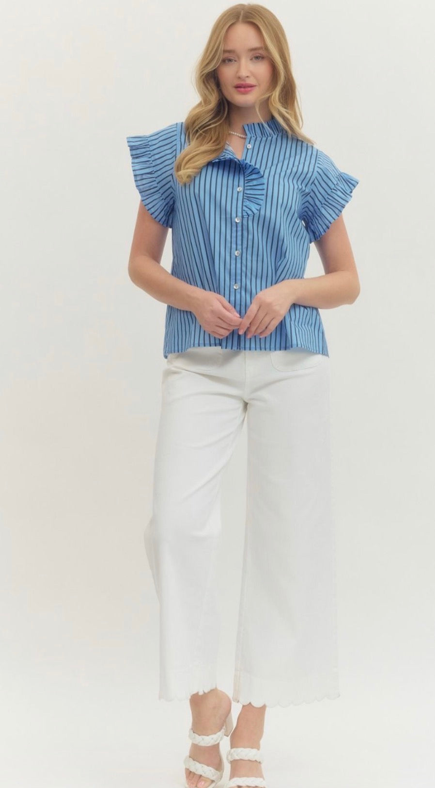 Ruffle Striped Top