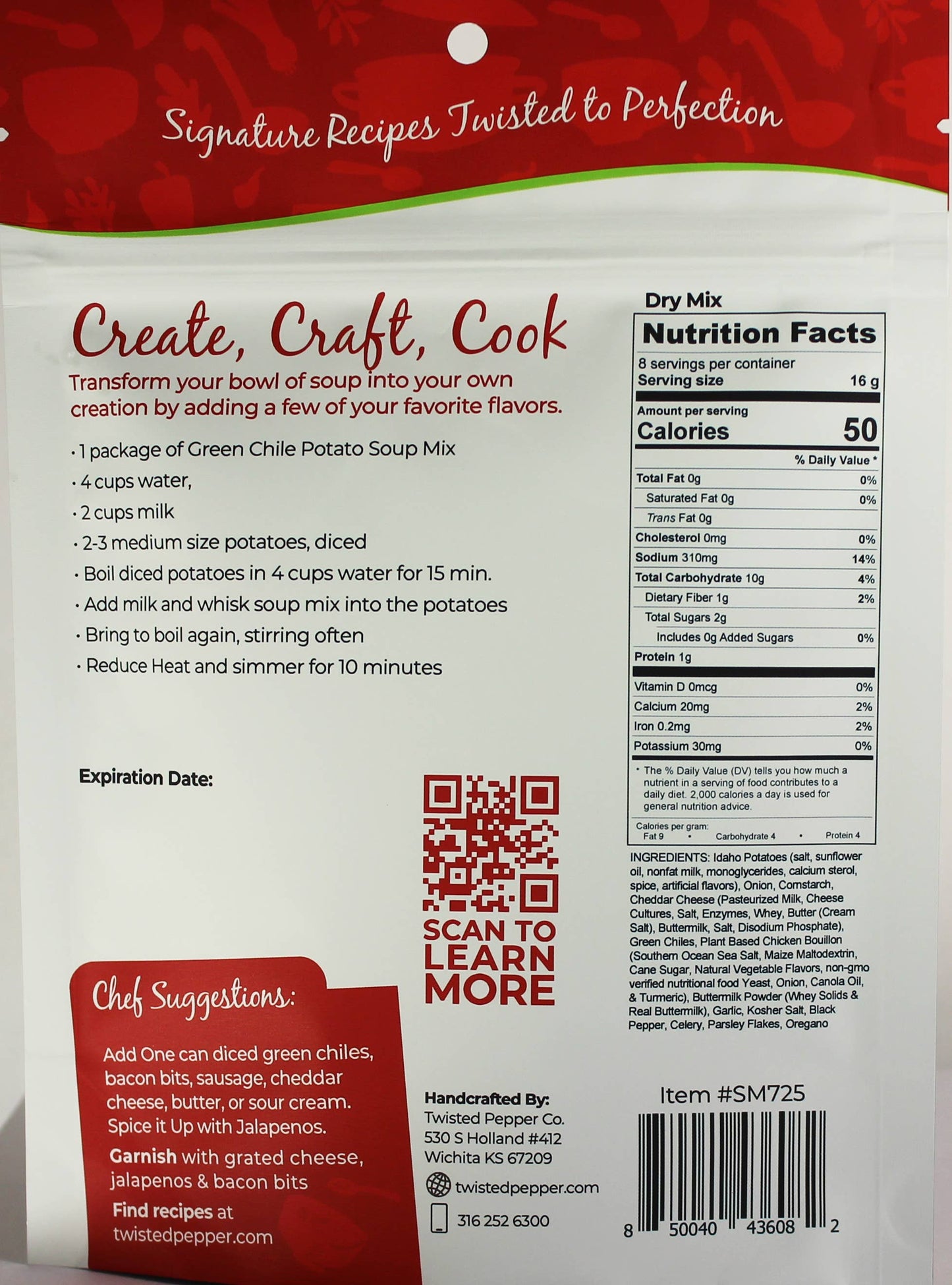 Twisted Pepper Co - Green Chile Potato Soup Mix