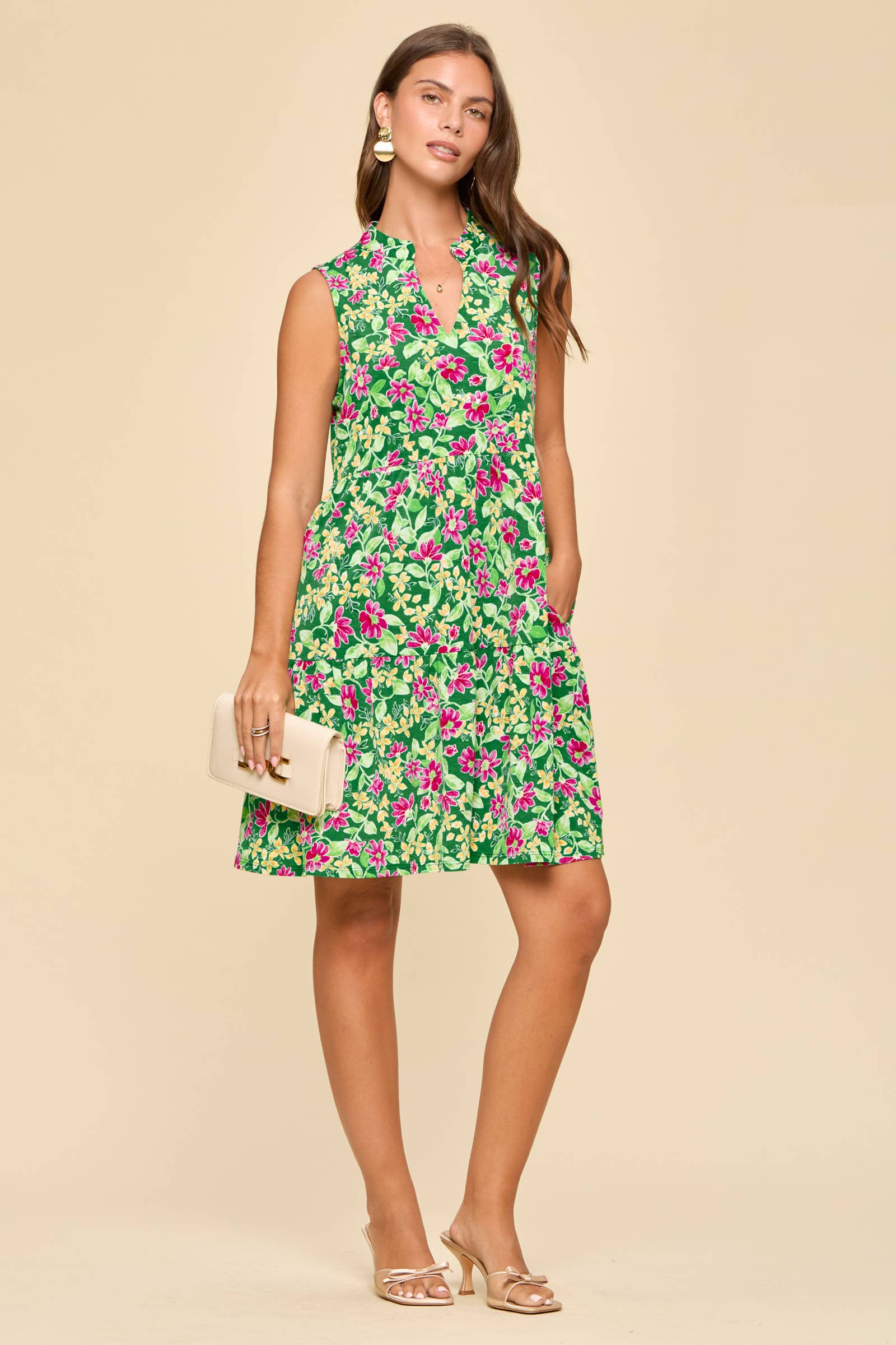 Printed Floral Tiered Lizzy Dress