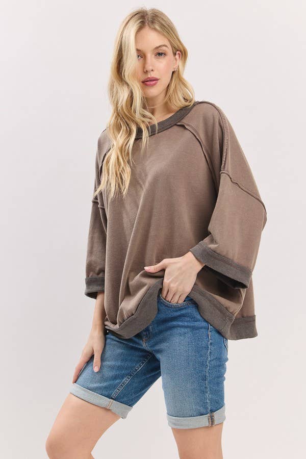 Mineral-Washed Oversized French Terry Top