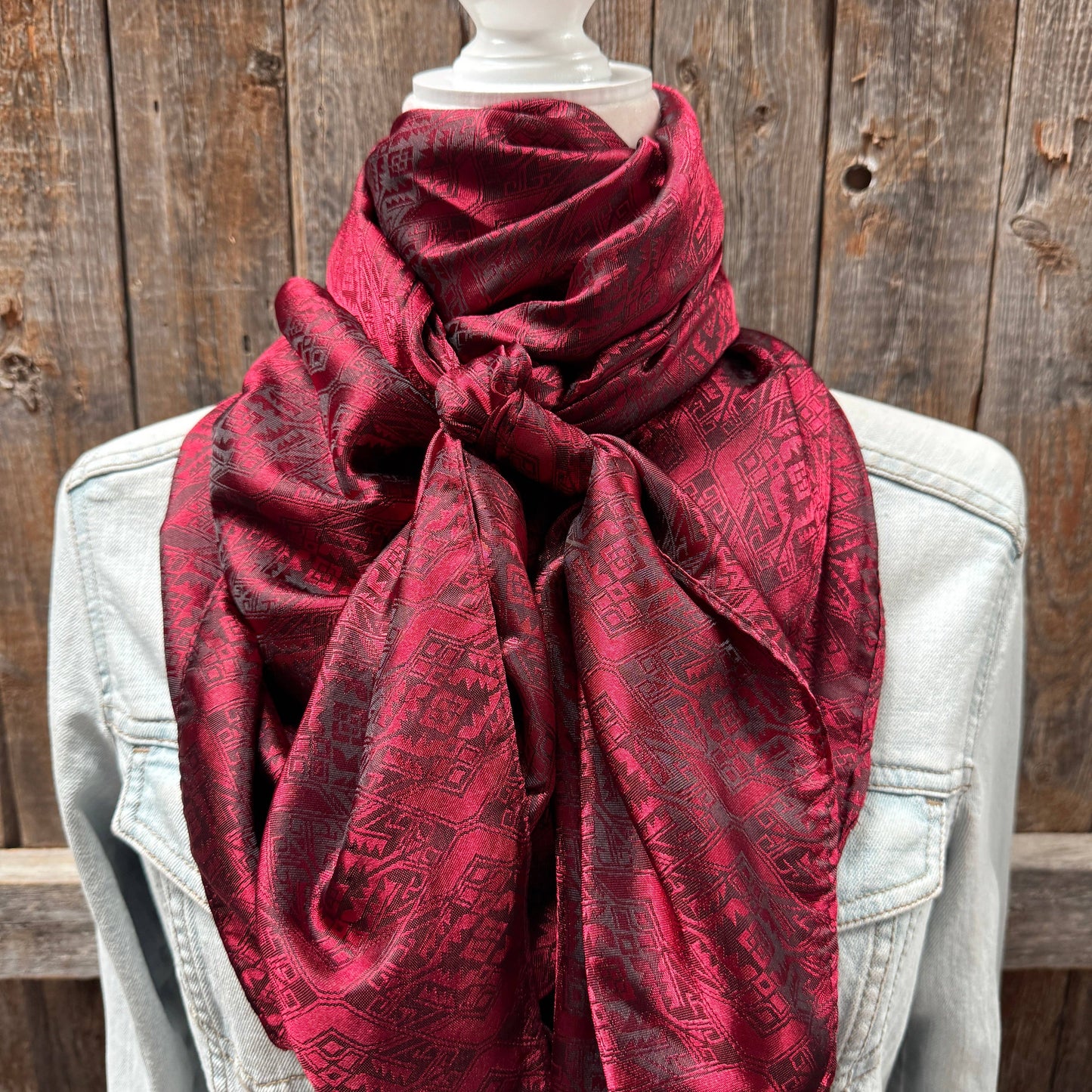 Rodeo Drive - 42X42"  Burgundy Jacquard XL Wild Rag / Scarf WR3510