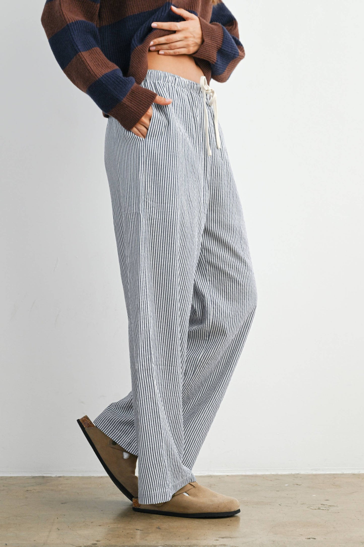 Drawstring Waist Striped Pants