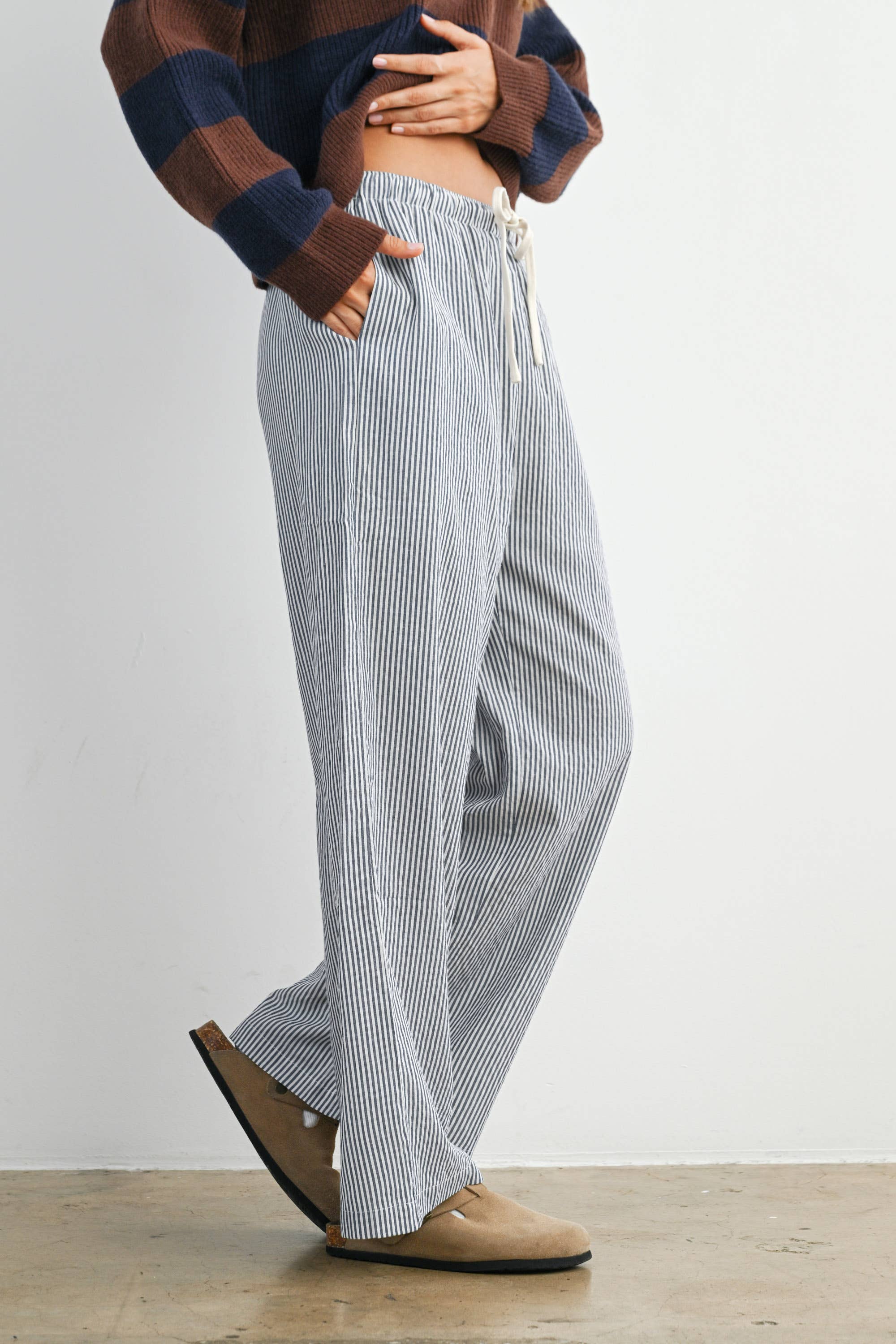 Drawstring Waist Striped Pants