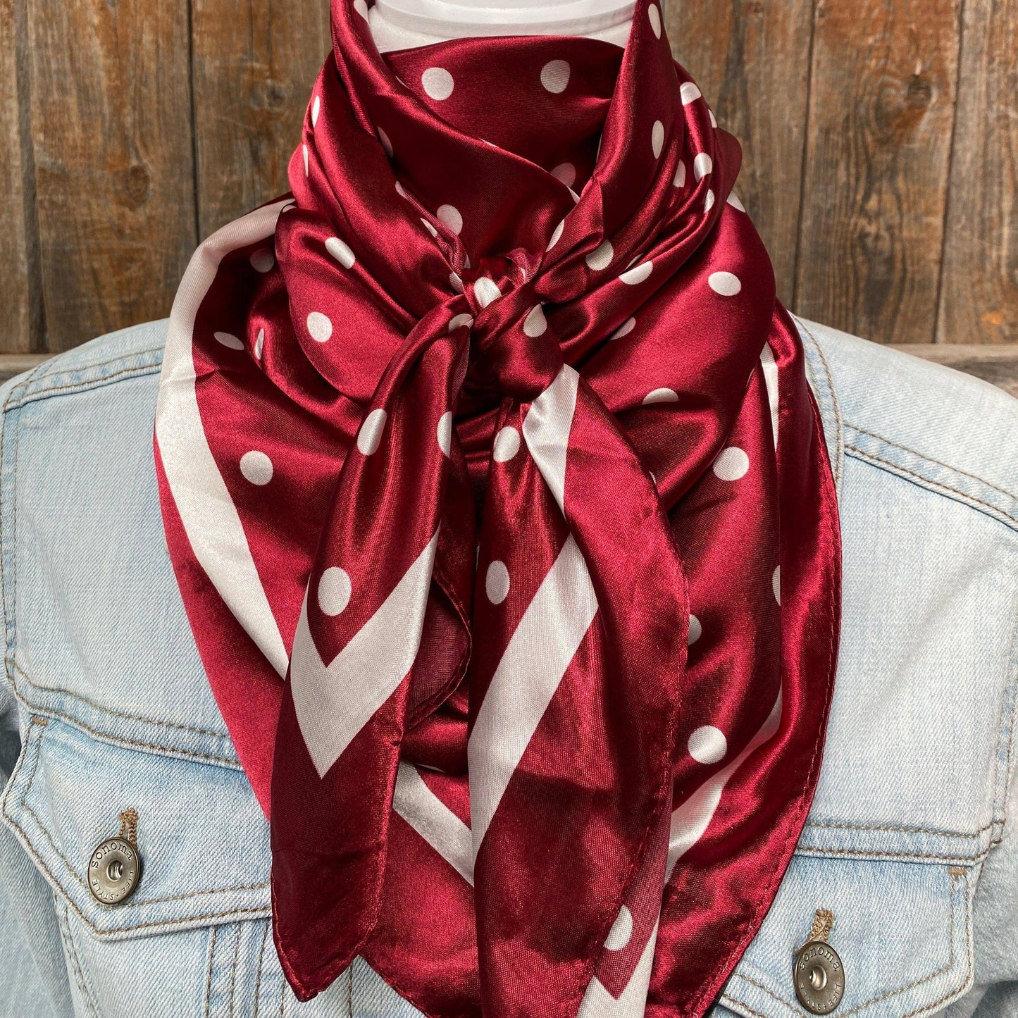 Rodeo Drive - 35X35"  Red Polka Dot Wild Rag/Scarf WR3051