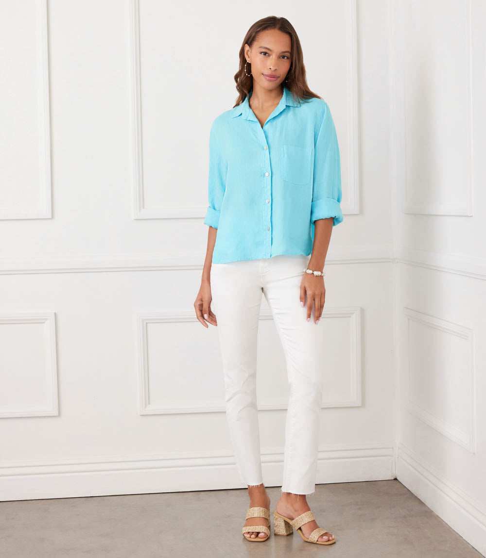 Long Sleeve Linen Button-Up Shirt