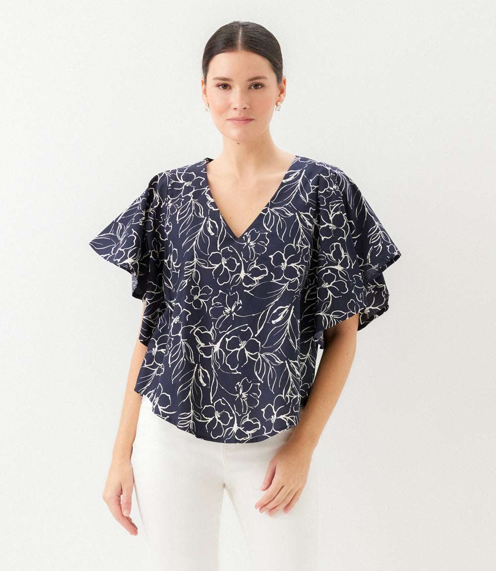 Flutter Sleeve V-Neck Top