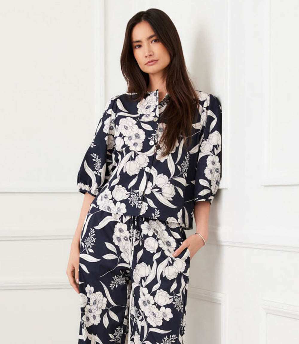 Puff Sleeve Button Front Top