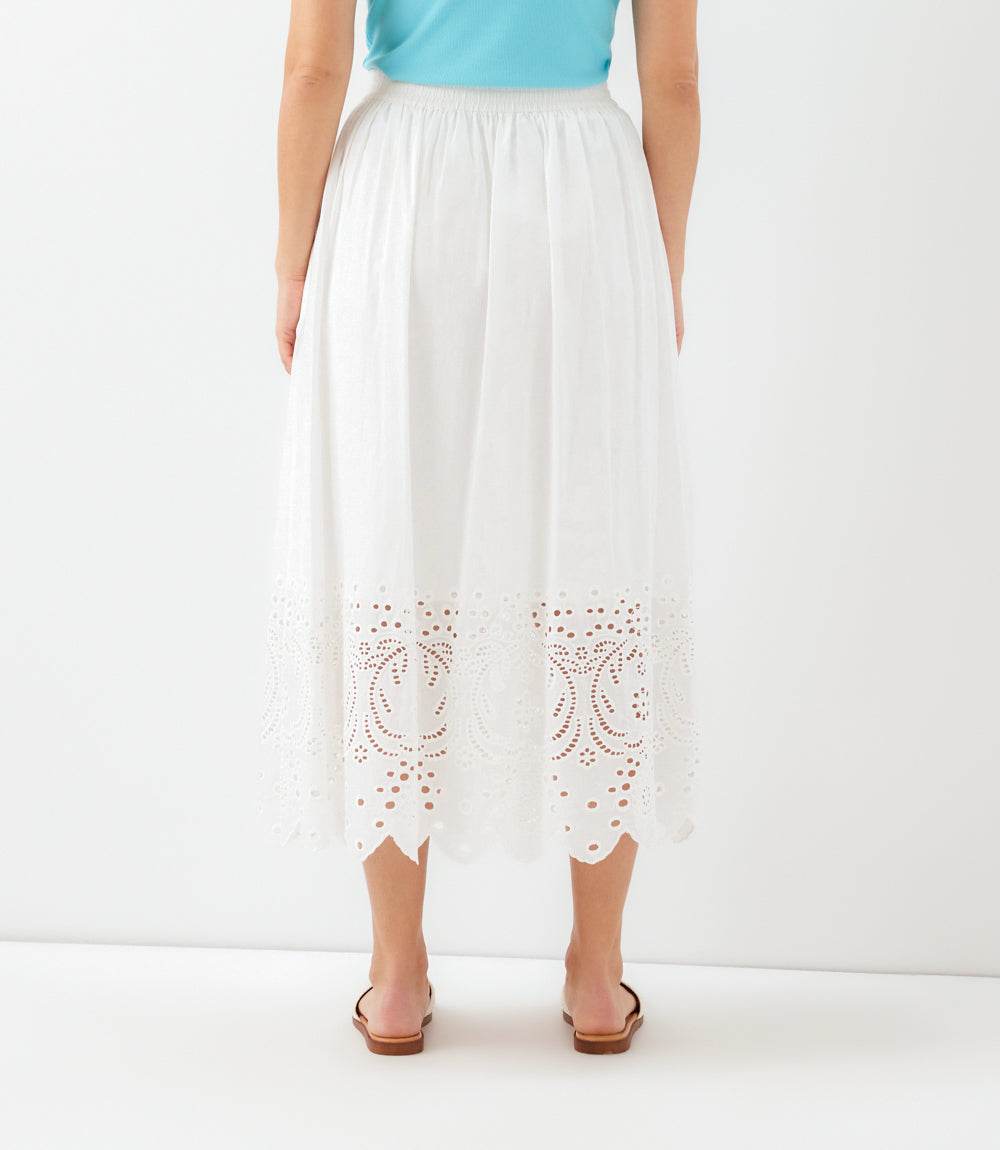 Petite Size Cut-Out Embroidery Midi Skirt
