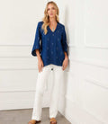 Petite Size Bracelet Sleeve Embellished Asymmetric Top